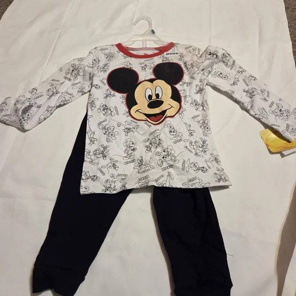 Disney Mickey Mouse Kids Pajama Set - White and Black - Picture 1 of 2